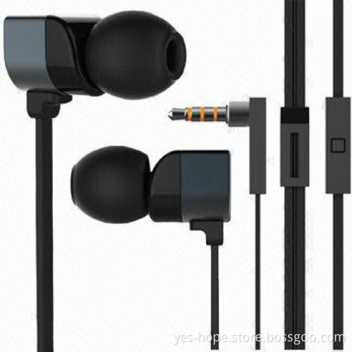 Noise-isolating metal earphones with flat cable